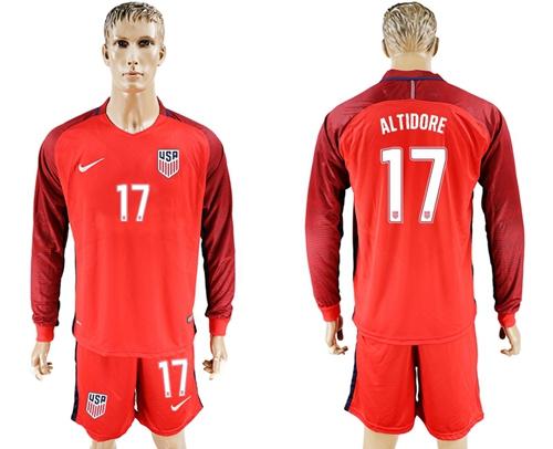 USA #17 Altidore Away Long Sleeves Soccer Country Jersey